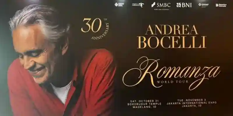 Konser Andrea Bocelli Dijadwalkan Berlangsung di Borobudur dan JIExpo
