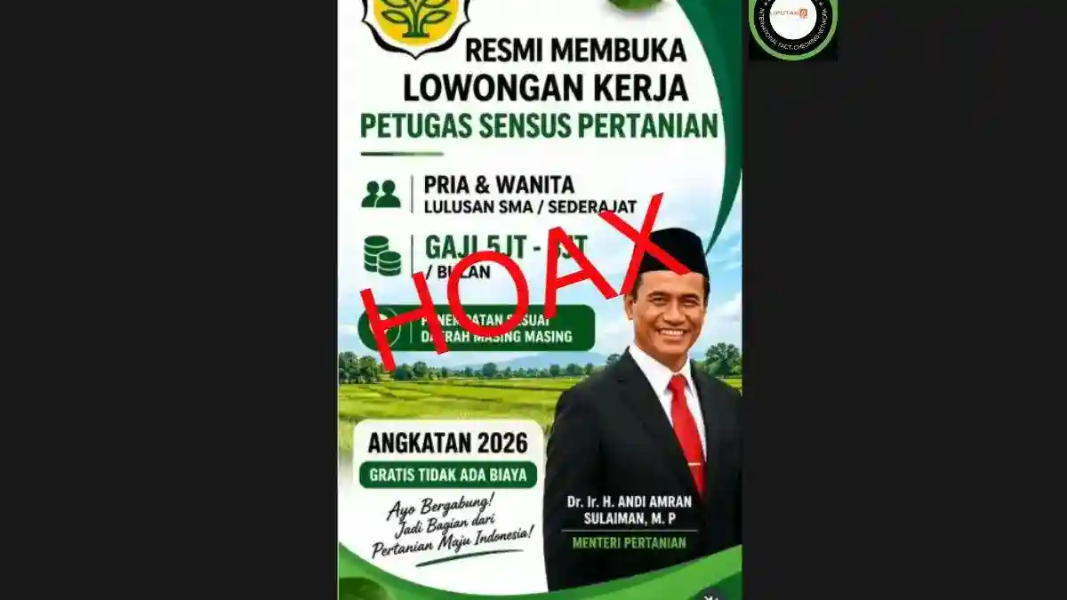 Klaim Rekrutmen Petugas Sensus Pertanian 2026 Dipastikan Hoaks