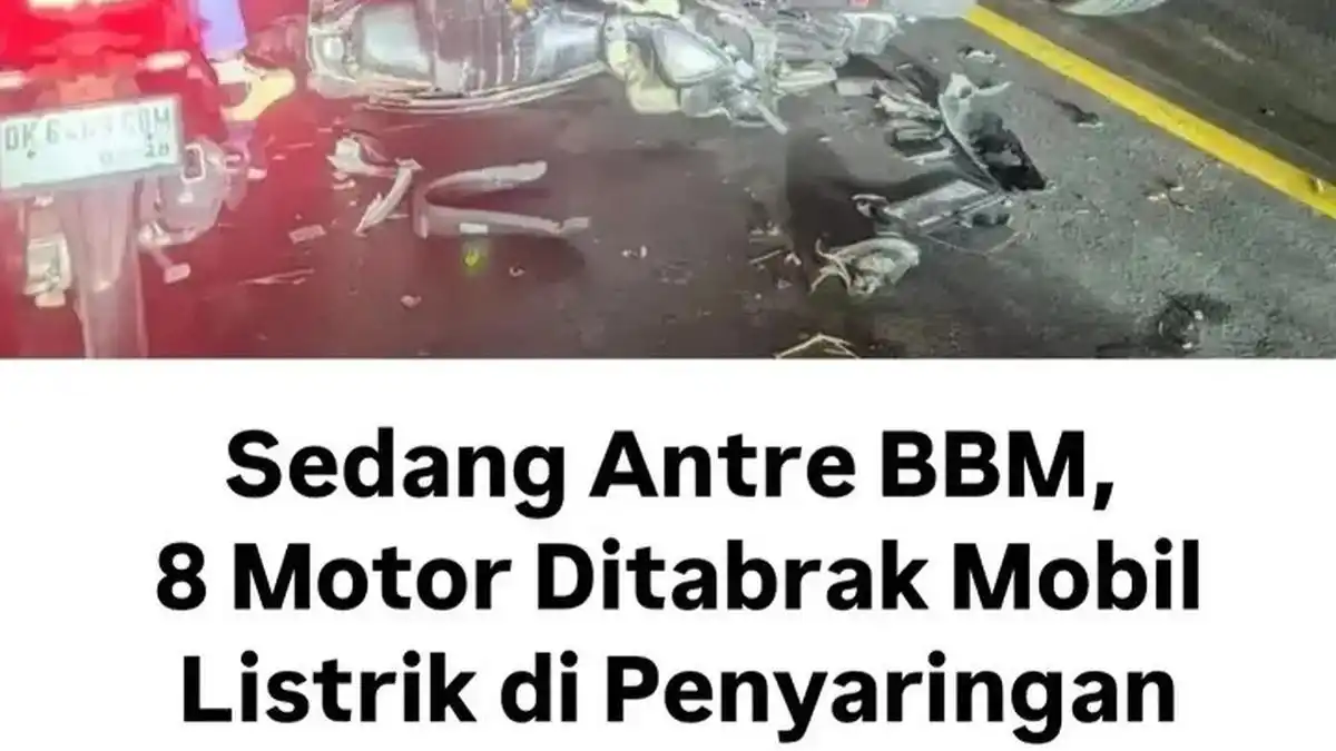 Delapan Motor Ringsek Ditabrak Mobil Listrik di Antrean BBM Jembrana