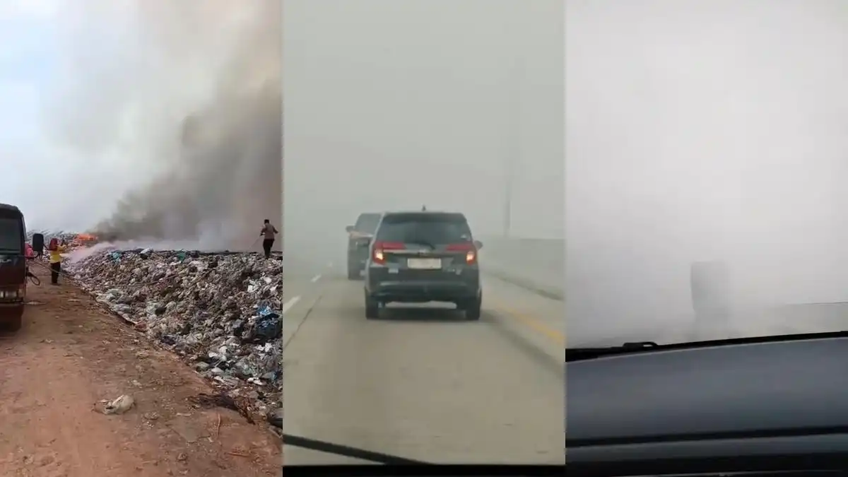 Kebakaran TPA Lampung Tengah Picu Asap Tebal di Tol Bakauheni–Terbanggi Besar