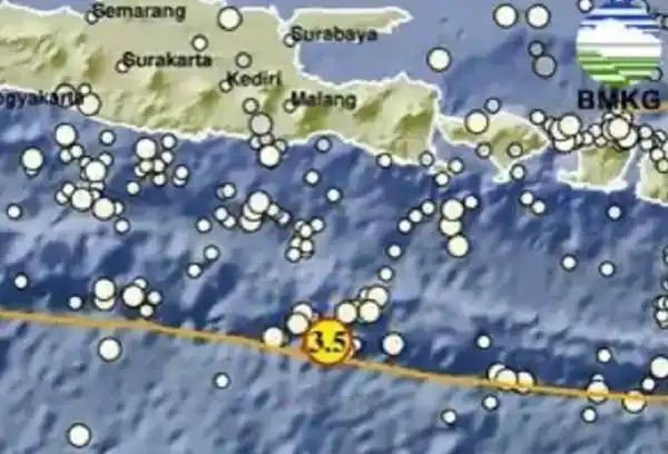 Gempa Magnitudo 3,5 Berpusat di Laut Selatan Jember
